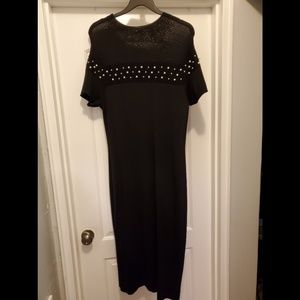 New York & Company Dresses - Knit black midi dress with pearl detailing New York & Company Dresses - Knit black midi dress with pearl detailing
